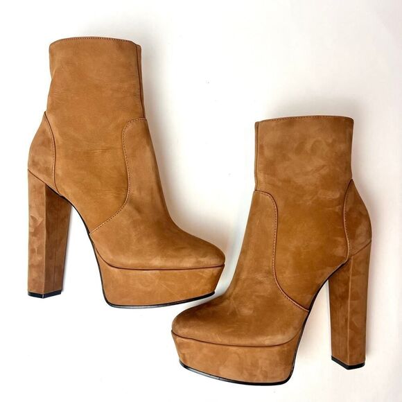 SCHUTZ July Suede Nubuck Platform High Heel Bootie Boots Sz 8.5 - Picture 6 of 11